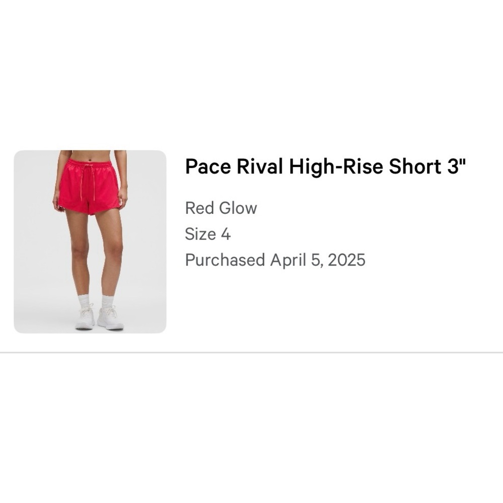 Lululemon | Pace Rival High-Rise Short 3” | Red Glow | Size 4 - Picture 9 of 9